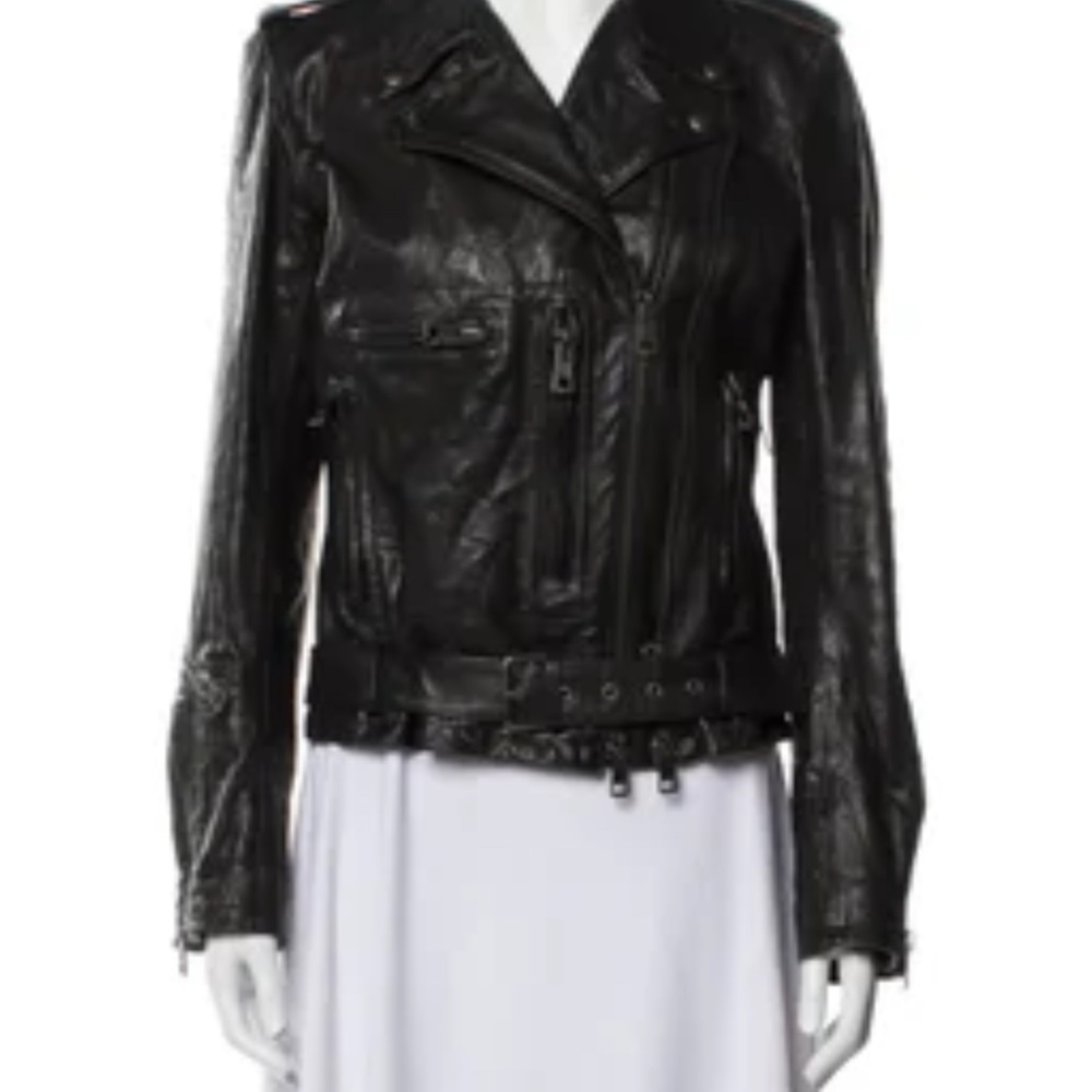 Retail $1400! R13 Black SOFT Leather Short Moto Jacket Tailored Slim Arms M L